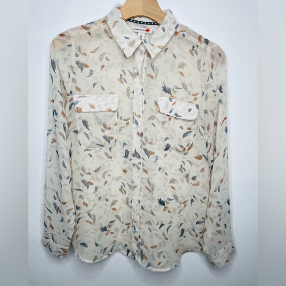 Old Navy Studio Spot Women’s Sheer Button Down Long Sleeve Blouse - Picture 6 of 7